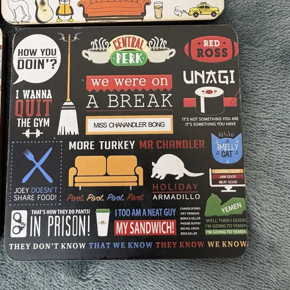 MCSID RAZZ Friends TV Series Corked Back Hardboard Coasters 4